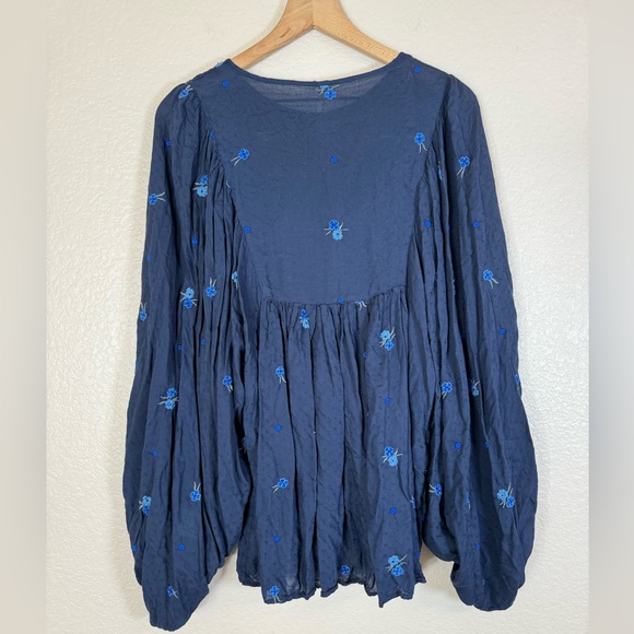 Free People Kiss From A Rose Long Sleeve Floral Embroidered Boho Blouse Small - Picture 7 of 12